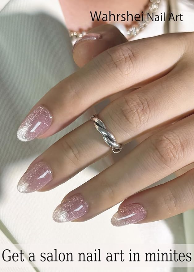 Semi Cured Gel Nail Strips, Cat Eye 20pcs Adhesive UV Sticker, Wraps for Home Manicure DIY