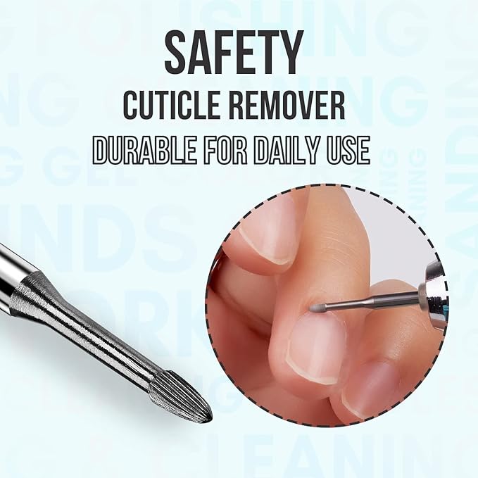 Makartt Nail Drill Bits:3/32" Safety Tungsten Carbide Cuticle Remover Drill Bit Professional Under Nail Cleaner Dead Skin Prepare for Electric Nails File Machine,Manicure Salon Supply