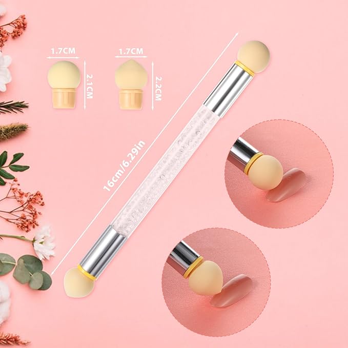5 PCS Ombre Nail Brush, Nail Design Brushes for Gel Polish Nail Polish Brush Gradient Sponge Nail Brush Double-Head Sponge Pen Nail Art Brushes for Acrylic Nail Art Application Design Manicure Tools