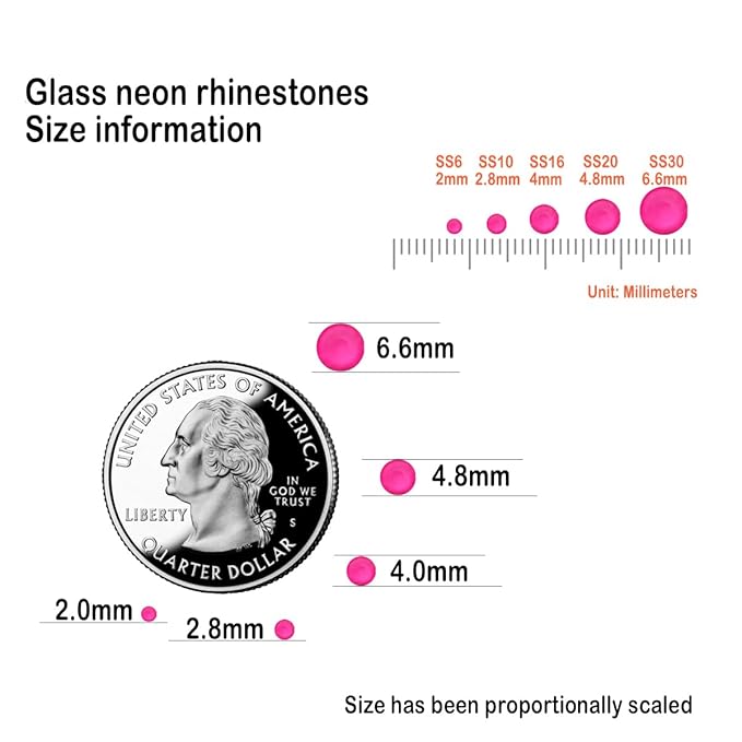 Flatback Glass Rhinestones,Bedazzler Gems Non Hotfix Crystal Rhinestones for Crafts Nail Charms Clothes Tumblers,Mixed Neon,Mixed Size,35g
