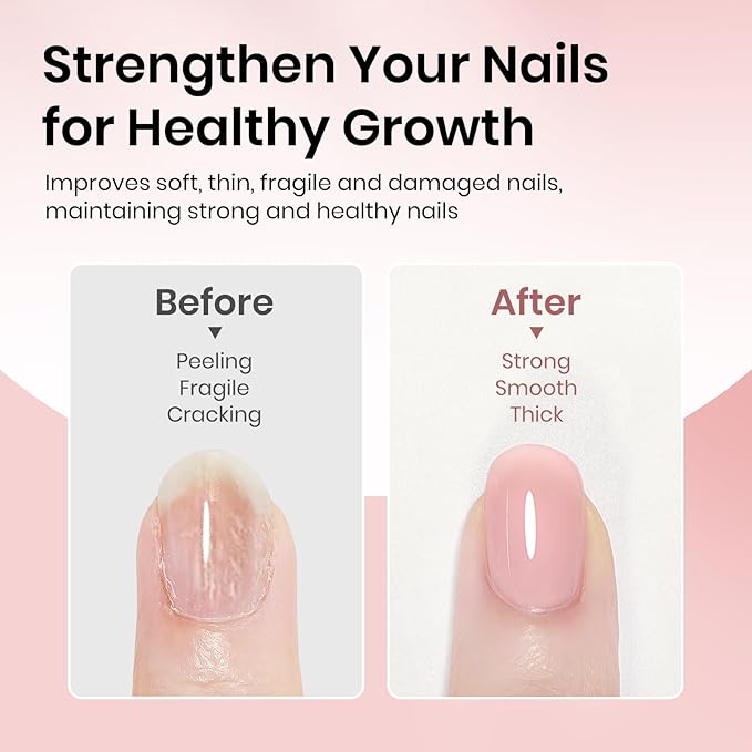 Quick Dry Regular Nude Nail Polish Non Gel, Help Nail Hardener, Strengthener, Strong and Growth, Repair for Thin and Damaged Nails Ridge Filler 0.54 fl.oz