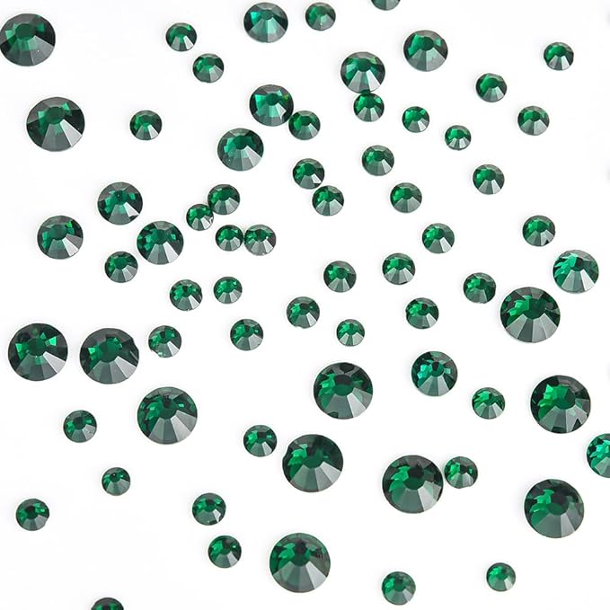 Blinginbox 8.7mm Emerald Flatback Rhinestones for Crafts, Nails Art Clothes Bags Shoes Decorations Glass Stone 0.34inches SS40, 144pcs
