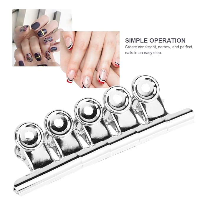 Nail Extension Clips, 5PCS Stainless Curve C Nail Curvature Pinching Clips Multi-functional Nail Art Accessories Metal Tools