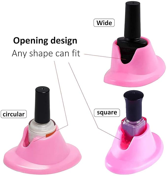 2Pcs Pink and White Soft Rubber Nail Polish Bottle Holder Nail Polish Stand Anti-Spill Nail Art Organizer Display Manicure Tools for Nail Art Salon Professional Design Nail Art and Polish