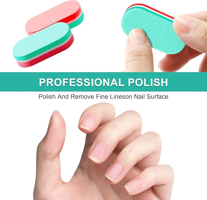 Diesisa Mini Nail Files Block, 100/180 Grit Sponge Nail Buffers for Acrylic Nails, Mini Buffing Block Double Sided for Manicure Tools 40 Count - Green/red