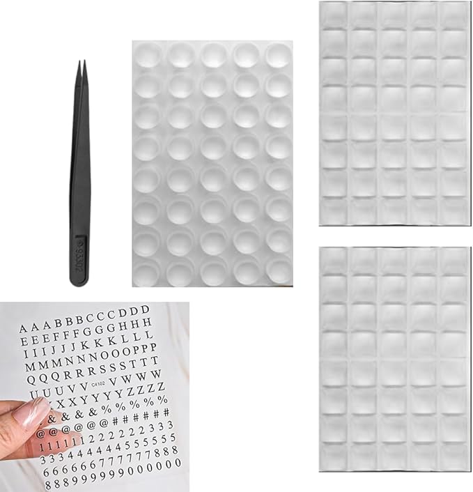Number Character Nail Sticker Keyboard Stickers with Tweezers for Long Nails Protector Raised, Clear Self Adhesive Silicone Keyboard Cover Nail Art Suitable for Round Button Keyboard (Round, 64Pcs)