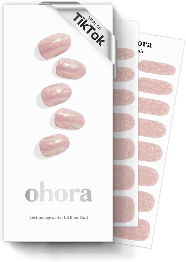 ohora Semi Cured Gel Nail Strips (N Pink Wonderland) - Pink, Solid, Works with Any UV/LED Lamps, Salon-Quality, Long Lasting, Easy to Apply & Remove - Includes 2 Prep Pads, Nail File & Wooden Stick