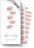 ohora Semi Cured Gel Nail Strips (N Pink Wonderland) - Pink, Solid, Works with Any UV/LED Lamps, Salon-Quality, Long Lasting, Easy to Apply & Remove - Includes 2 Prep Pads, Nail File & Wooden Stick