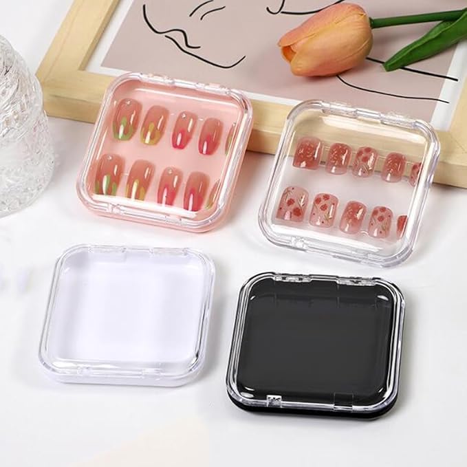 10 Pcs Transparent Press On Nail Storage Box,Fake Nail Display Storage Box for False Nails Home Nail Salon Supplies