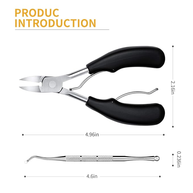 Toenail Clippers, Medical Grade Toe Nail Trimmer, Nail Clippers for Thick Nails or Ingrown Toenail Tool, Stainless Steel Sharp Pedicure Toe Nail Clippers Adult. (Black)