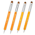 4pcs French Gel Nail Art Brush Acrylic Two Way Nail Art Brush with Dotting Professional Manicure Tool for Manicure Cuticle Clean up Detailed Designs Nails Dotting Pen (10#, 12#, 14#, 16#)