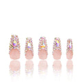 LOVFUL Press on Nails Angel's Tear Rhinestone | Handmade with Full Covered Crystals | Reusable Full Cover Nails | Coffin Classic Regular 1.3 in | H48-M
