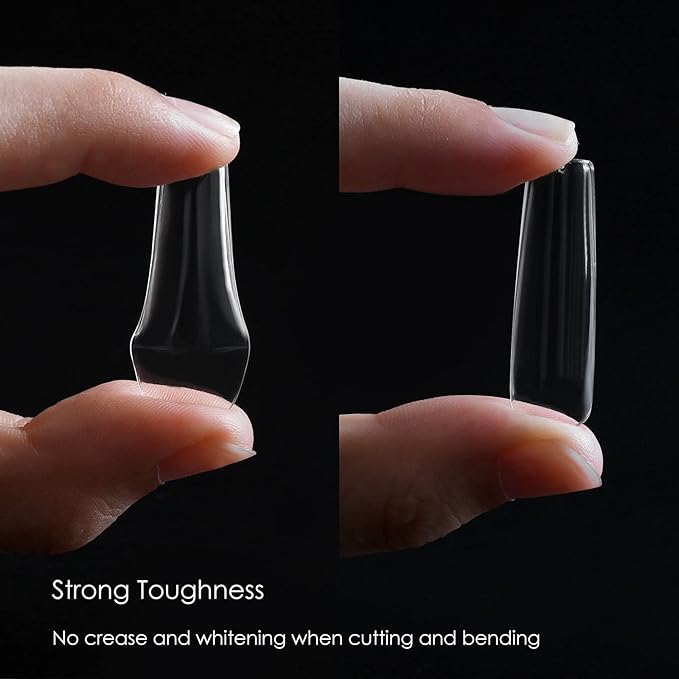 Square Nail Tips Full Cover, Long Clear Professional Acrylic Tips, Long Lasting Utra-hard False Nails Press on Nails for Nail Extension Manicurists, 360Pcs