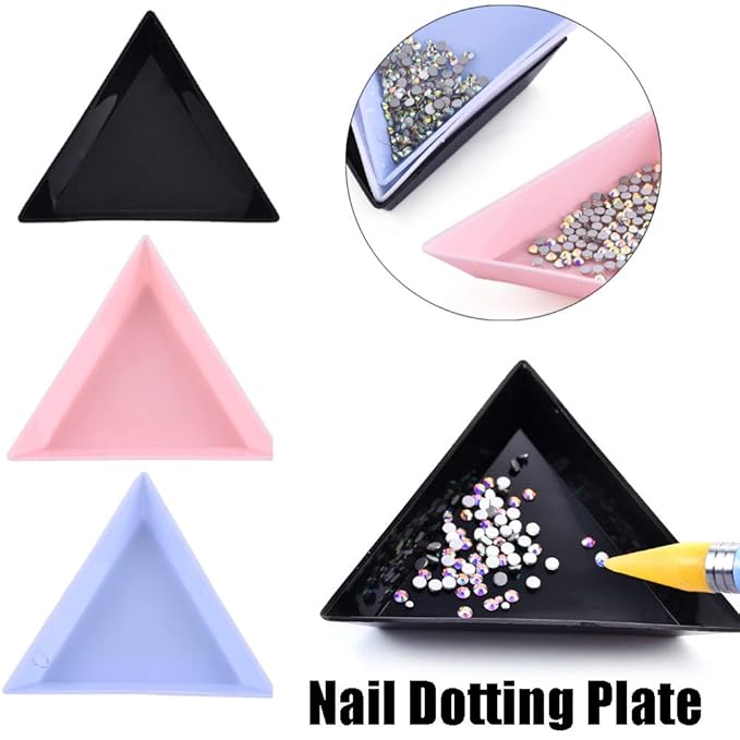 10PCS Nail Accessories Storage Tray, Nail Art Rhinestone Bead Crystal Sorting Storage Plate, Colorful Plastic Triangle Storage Tool(blue)