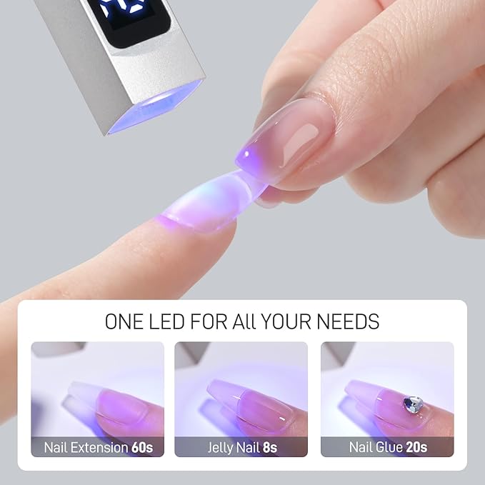 GAOY Cordless UV Light for Gel Nails, Handheld Nail Lamp, Portable Cordless Rechargeable Fast Curing, Matte Silver