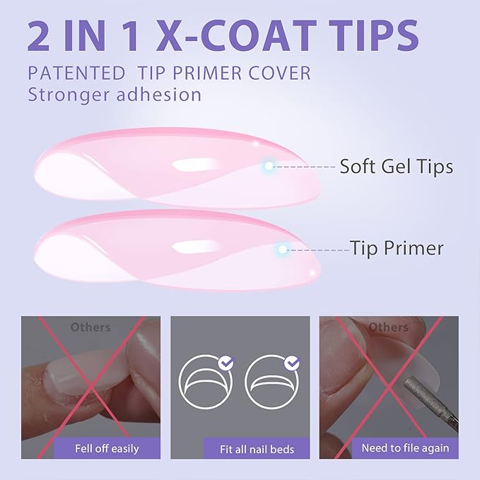 BTArtbox XCOATTIPS Natural Nail Tips - Matte Medium Almond Press On Nails Pink, Long Lasting Soft Gel Nails False Nail, Soak Off Acrylic Fake Nails Extensions for Nail Art DIY Women
