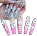 Set 20Pcs White Heart 3D Flowers for Nails, Handmade 3D Acrylic Flowers for Valentine - Wedding Nails, Flower Nail Made by Acrylic Powder Design Deco Nail Art Women Girls (15 White Heart 2#)
