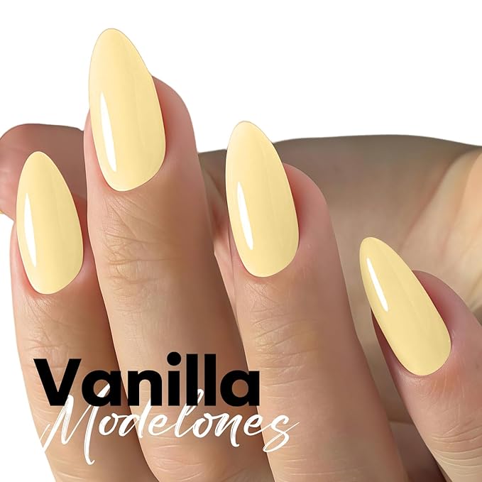 modelones Pastel Yellow Gel Nail Polish Light Yellow Nail Poish Soak Off U V Nail Design Salon DIY Manicure 15 ML