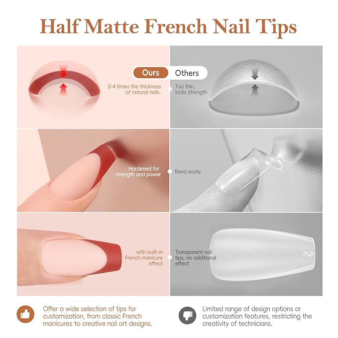 PEACECOLOR French Tip Press On Nails Kit - 150Pcs Long Coffin 5 Colors Nail Tips Gel Nail Kit with U V Light Base & Top Coat Starter Kit Nail Glue Manicure Set Fake Nails DIY Gift for Women Girls Home