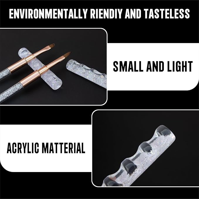 Acrylic Nail Art Brush Holder Stand - 5 Grids Crystal Clear Nail Brush Organizer, Perfect for Manicure and DIY Nail Art Pens, Brushes, and Tools (Clean+Gitter)