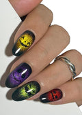 Semi Cured Gel Nail Strips, Cat Eye, Ghost Face 20pcs Adhesive UV Sticker, Wraps for Home Manicure DIY