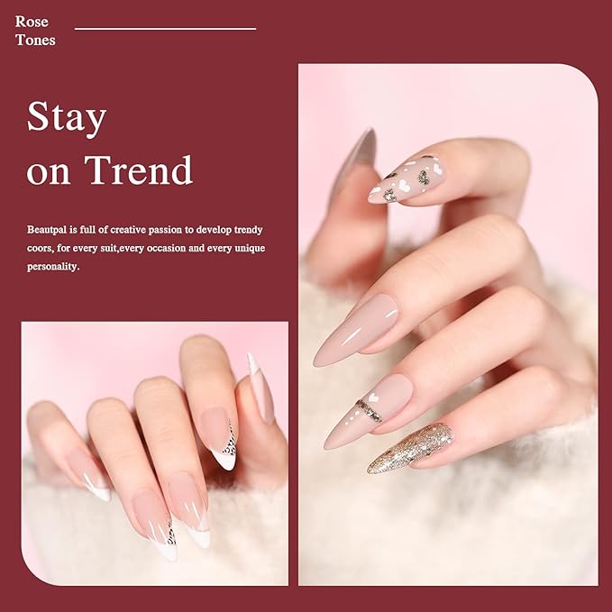 Beautpal Red Gel Nail Polish Set 10PCS Nude Red Sparkle Burgundy White Nude Champagne Sliver Gel Polish kit Soak Off Nail Art Design Manicure Gifts For Women Girls 7ml