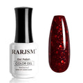 RARJSM Dark Ruby Red Sequin Glitter Gel Nail Polish Big Flakes Shiny Diamond Sparkly Chunky Silver Shimmer Pigments Gelpolish Soak off Curing Required for Nail Art Salon Manicure