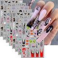 8 Sheets Halloween Nail Stickers Decals Horror Halloween Self Adhesive Nail Design Stickers Ghost Skull Black Cat Spider Web Nail Art Stickers for Women Girls DIY Manicure Nail Decoration