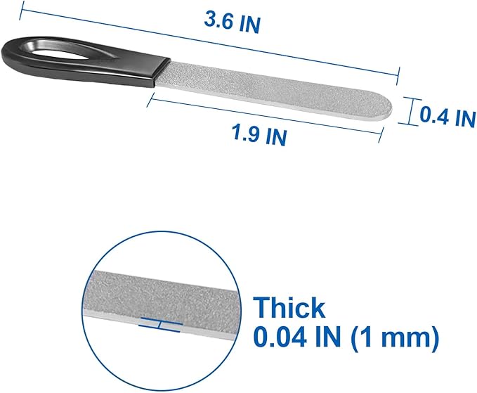 Metal Nail File with Case, 2 Pack Keychain Nail Files for Natural Nails, Fingernail Files Diamond Round Tip Stainless Steel Double Sided Fine Grit Sapphire Filer with Leather Sheath Travel Black