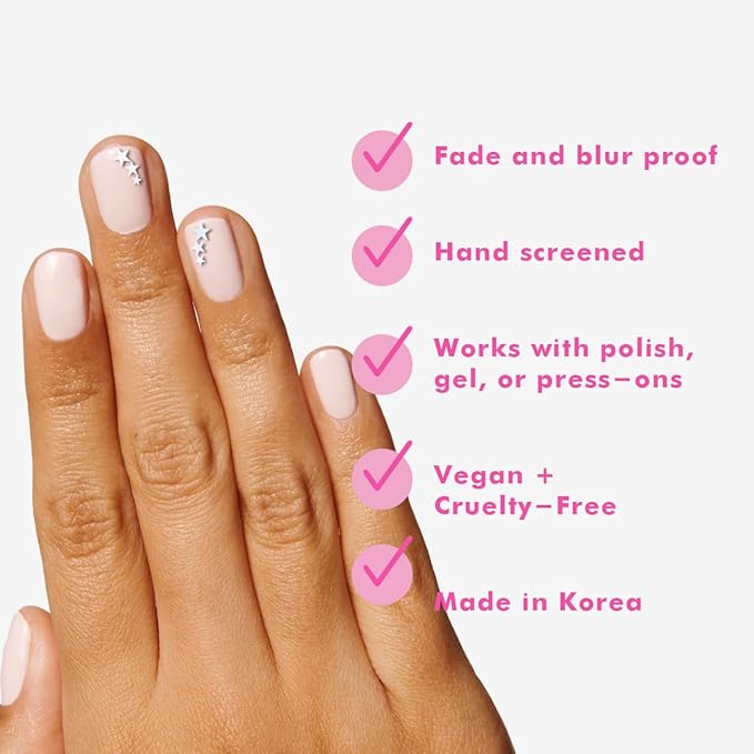 Olive & June Nail Art Stickers | Easy-to-Use Nail Designs | Hand-Screened, No-Fade Ink | Accent, Mix & Match, or Cover Chipped Polish | Shimmery Stars
