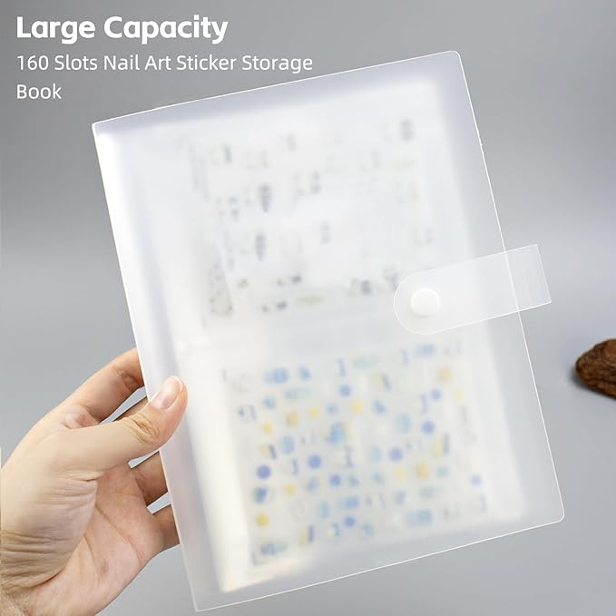 160 Slots Nail Sticker Book Nail Art Decals Sticker Organizer Binder Empty Stickers Holder DIY Design Tools (Medium)
