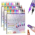 12 Colors Nail Art Pens Set, Nail Art Markers Polish Pen for 3D Nail Art, Nail Art Pens for Painting Nails, DIY Drawing & Painting Nails with Fine Tip for Beginners & Kids (3 Set)