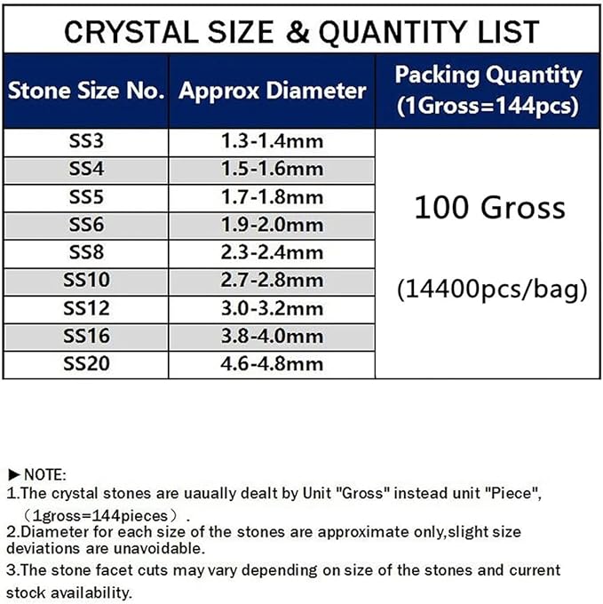 Hisenlee 14400PCS Rhinestone SS3-SS20 Crystal Gems 9 Sizes Wholesale Nail Art Rhinestone Flatback Round Glass Diamond for Crafts (SS3, Night Starry Sky)
