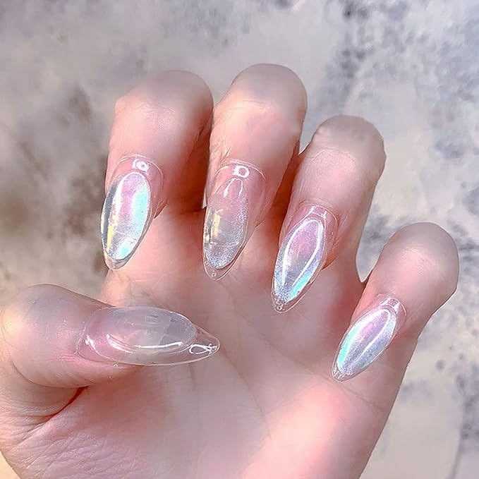 2 Jars White Pearl Nail Powder Pearlescent Nail Pigment High Gloss Glitter Aurora Nail Art Glitter Sequins Chrome Iridescent Pigment DIY Sparkly Paillette Charm Flakes Gel Polish Nail Decorations