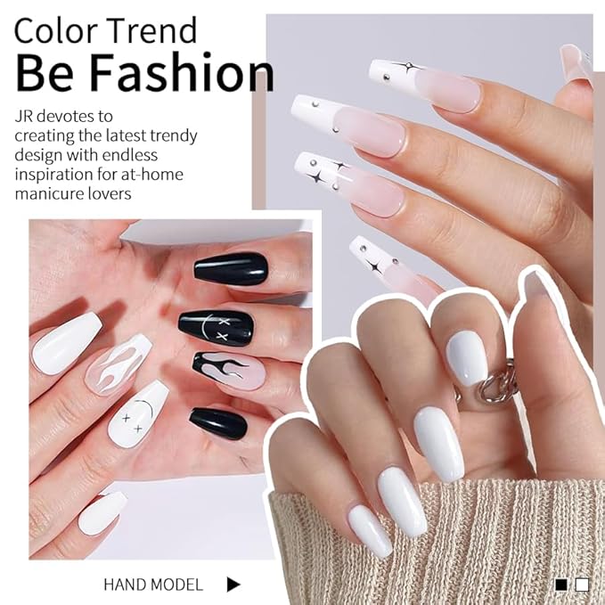 JR 9pcs 15ml Gel Polish Set Black Milky White Nude Jelly Pink Glitter Color Jelly Gel Polish Kit UV LED Soak Off Polish Nail Art Manicure Salon DIY Home