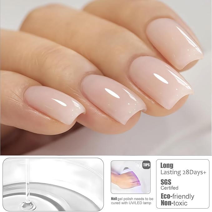 Vishine Builder Gel For Nails, 8-in-1 Beige Nude Nail Builder Strengthener Gel Jelly Extension Thickening Base gel In A Bottle E051