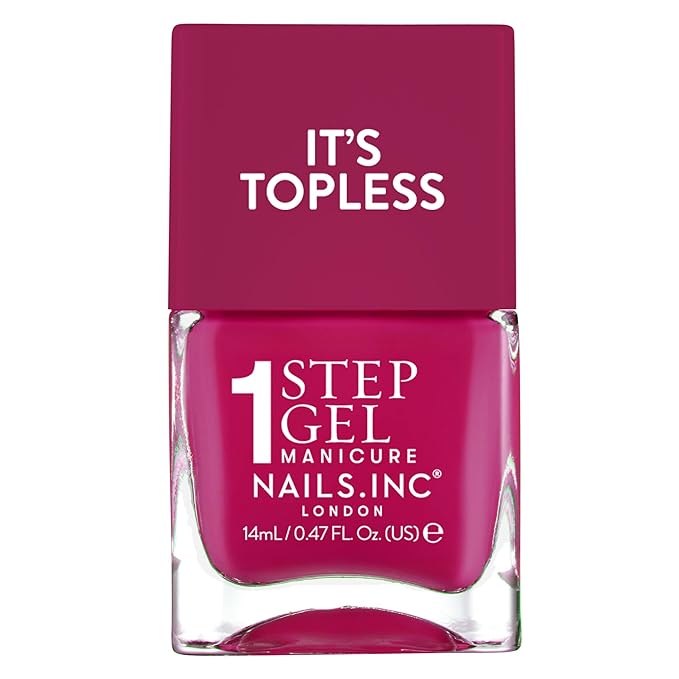 Nails Inc It's Topless Gel-Like Nail Polish, 4-in-1 Base Coat, Treatment, Color & Top Coat, Long Lasting, Strong, Chip Free Nails, Glossy Salon Quality Manicure, Air Dry Nail Polish, Kylie, 0.47 Fl Oz