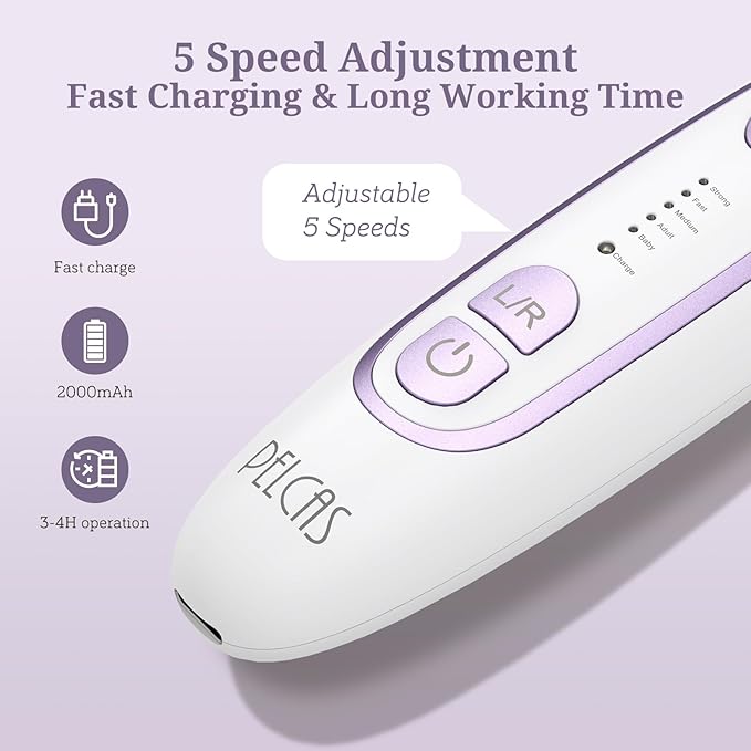 PELCAS Electric Toenail Grinder for Thick Toenails, Cordless Nail Drill, 5 Speeds Manicure and Pedicure Kit with LED Light, Electric Nail File for Human, Pet, Thick Toenails, Natural & Acrylic Nails