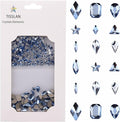 820pcs Light Sapphire Multi Shapes Stone Nail Art 3D Charms Glass Flatback Nail Rhinestone Crystals Set for DIY Crafts