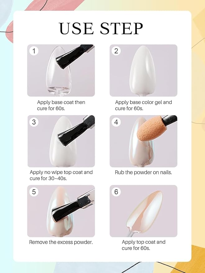 Pearl Chrome Nail Powder BISHENGYF:【Super Mirror Effect】White Pearl Chrome Nail Powder Ice Transparent Aurora Chrome Nai l Powde r for Nails Art DIY