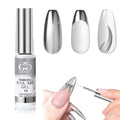 Metallic Gel Nail Polish Sliver Gel Liner For Nail Art Chrome Silver Nail Polish 8ml 3D Mirror Chrome Effect Painting with Thin Brush French Nail Design Curing Requires