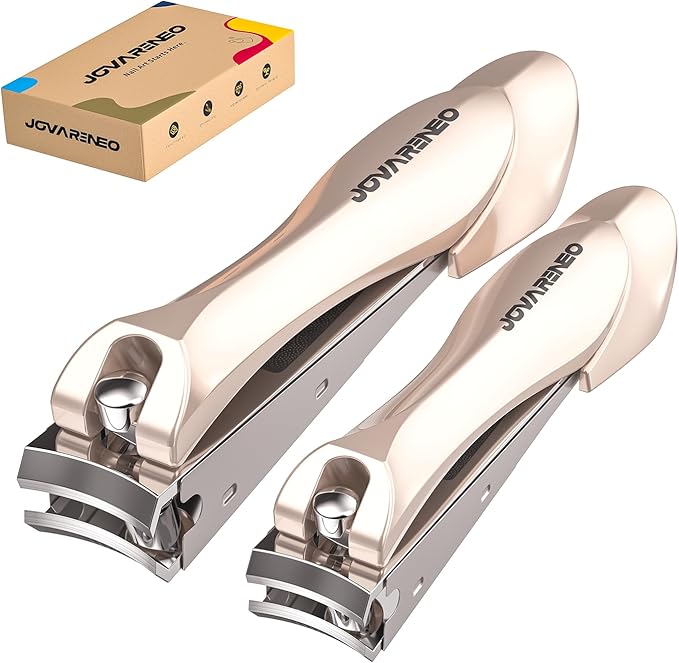 Nail Clipper Set,Premium Stainless Steel Fingernail and Toenail Clipper Cutters with Nail File and Catcher, Sharp Effortless Nail Clippers Tools for Men & Women
