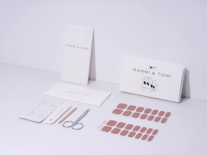 DANNI & TONI Semi Cured Nail Stickers (Ivresse) Nude Solid Color Gel Nail Strips 28 Stickers