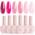 MelodySusie Bright Pink Gel Nail Polish Set - 6 Colors Nude Pink Neon Pink Purple Soak Off UV LED Gel Polish Gift for Women Nail Art Manicure Salon DIY Nail Design Decoration at Home