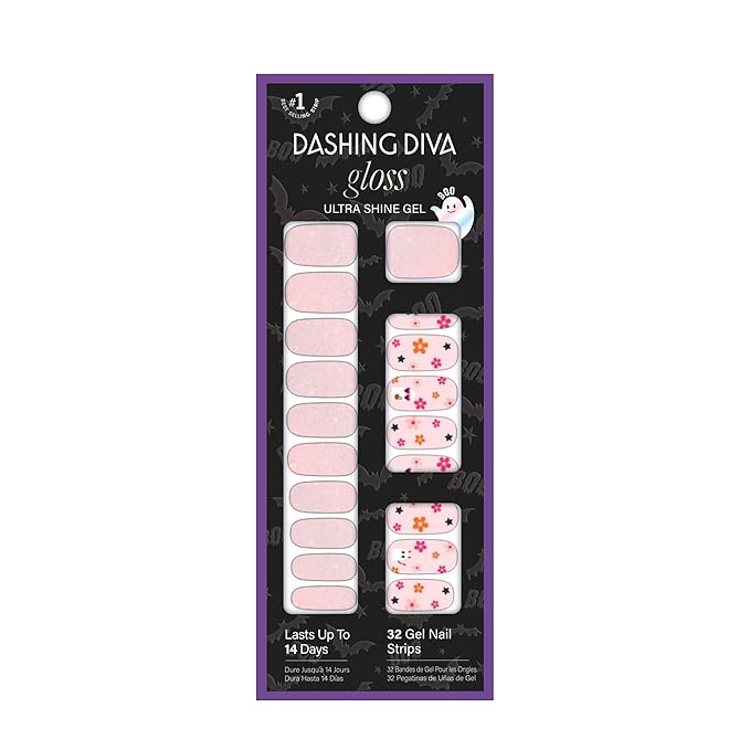 Dashing Diva Gloss Nail Strips - Good Ghoul Gone Bad - UV Free, Chip Resistant, Long Lasting Gel Nail Stickers - 3-Piece Manicure Set - Contains 32 Wraps, 1 Prep Pad, 1 File