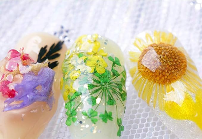 Nail Dry Flower Manicure Sticker 3D Decoration 2PCS(Five petals flower,Coral flower)