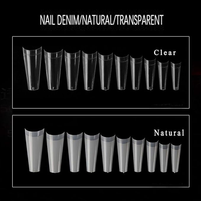 Clear Coffin Acrylic Nails-Fake Nail Coffin Shape Long 500PCS Half Cover Shaped Ballerina Nails Tips,DIY Nail Salon Art 10 Size with Bag