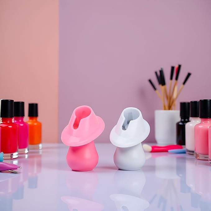 2Pcs Pink and White Soft Rubber Nail Polish Bottle Holder Nail Polish Stand Anti-Spill Nail Art Organizer Display Manicure Tools for Nail Art Salon Professional Design Nail Art and Polish