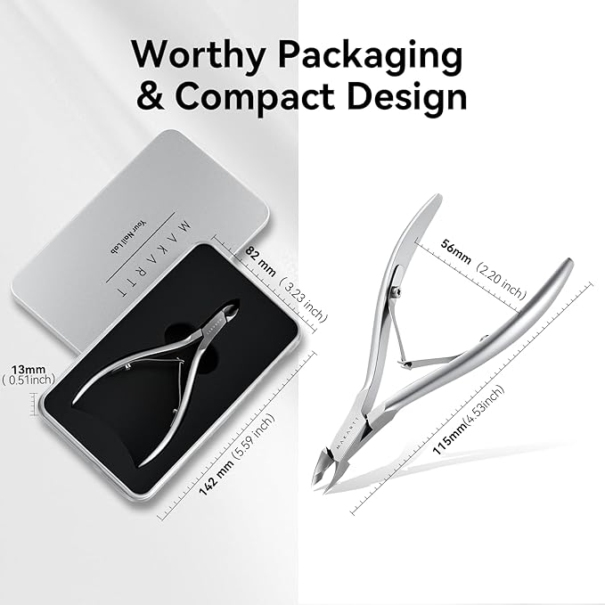 Makartt Professional Cuticle Nipper: 1/2 Jaw Precision Cuticle Trimmer for Beginners & Nail Technicians, 5mm Short Blade, Rust-Resistant Stainless Steel, Salon & Detailed Nail Art Use (Pearl Chrome)