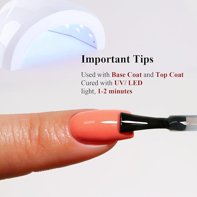 Pastel Gel Polish, 0.5 Fl Oz Pastel Coral Gel Nail Polish Spring Summer Soak off LED UV Gel Nail Polish Art Starter Manicure Salon DIY Nail Gel Polish Design